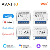 AVATTO Tuya WiFi/Zigbee Smart Light Switch Module，Neutral Wire/No Neutral Wire Control DIY Breaker Support Alexa, Google Home