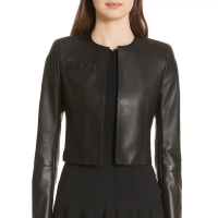 Crop Leather Jacket PU korean Vintage Jaket Katun Kulit Wanita Panjang Blazer Cardigan