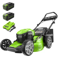 Greenworks 40V 21" Brushless Cordless (Smart Pace ) Lawn Mower (75+ Compatible Tools), (2) 4.0Ah Batteries and Charger Included