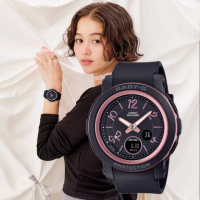 【CASIO 卡西歐】BABY-G 閃亮水晶 迷人緞帶 黑 41.5mm(BGA-290RA-1A)