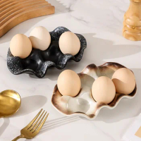 Creative Ceramic Egg Storage Tray Six Egg Tray Storage Multicolor Exquisitely Decorated Non-slip Egg Tray in The Kitchen
