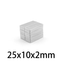 25X10X2mm block Strong Sheet Rare Earth Magnet 25x10x2 Rectangular Neodymium Magnets Thickness 2 Magnetic 25*10*2 mm