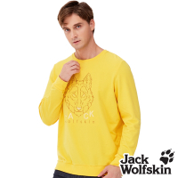 Jack wolfskin飛狼 男 長袖保暖排汗衣 帥氣刺繡狼頭T恤 大學T『黃』