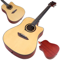 Acoustic Guitar 41 Inch 6 String Natural Color Folk Guitar Spruce Top Matte Finish Cutaway Design Guitarra