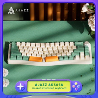 AJAZZ AKS068pro Mechanical Keyboard Multifunctional Knob Three Mode RGB Hot Swap Wireless Gaming Keyboard VIA Gasket Keyboard