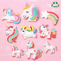 Unicorn Charms for Jewelry making 10pcs 35mm cute Cartoon Charms Flatback Resin Cabochon for Scrapbooking diy Charms for Slime