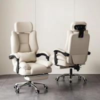Comfortable and long-lasting office chair, leather boss reclining computer chair, household swivel