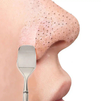 Keluli tahan karat Double Head Blackhead Cleaning Scraper Blackhead Remover Blemish Extractor alat F