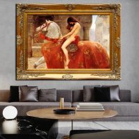 100% Hand Painted Oil Paintings Lady Godiva by John Collie Nude Woman Canvas Nordic Wall Pop Art Picture For Living Room Decor