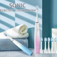 Smart Super Sonico Electric Toothbrushes Wireless Rechargeable Electric Dental Brush for Adult Couples with 6 Toothbrush Head