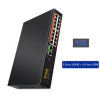 2-Port 1000M+16-Port 100M RJ45 Hub Fast Ethernet Internet Splitter gigabit POE switch VLAN switch Game Ethernet Network Switcher