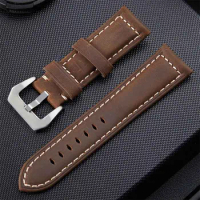 Genuine Leather for Panerai Pam111 441 SEIKO TISSOT Watch Bracelet Men's Crazy Horse Leather Watch Strap Accessories 22 24 26mm