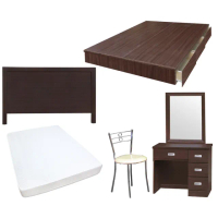 【顛覆設計】房間五件組 床頭片+抽屜床+獨立筒+鏡台+椅(雙人5尺)