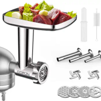 Meat Grinder Attachment for Kitchenaid Stand Mixer, Stainless Steel Kitchenaid Meat Grinder Attachment with 3 Sausage Stuffer