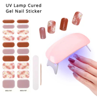 Fashion Nail Charms Solid Colors Semi Cured Nail Gel Polish Sticker UV Gel Nail Stickers Full Cover Gel Sticker Nail Accessories