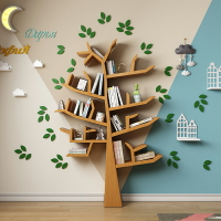 落地書架擺件樹形書架實木展示架兒童書架無貼皮置物架裝飾架直銷
