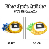1x32 SC UPC/APC Cassetted Optical Fiber Splitter SM Single Mode 9/125 Simplex FTTH Ethernet Networking