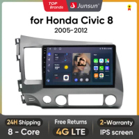 Junsun V1 AI Voice Wireless CarPlay Android Auto Radio for Honda Civic 8 2005-2012 4G Car Multimedia GPS 2din autoradio