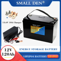 12V 120Ah Lifepo4 battery pack 1200W motor For 12.8V E-Boat UPS Car starter RV Inverter Solar Light With BMS+14.6V 10A charger