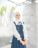 Reyna Dress Remaja kekinian Gamis  Muslim  Wanita  Variasi Kancing Depan Bahan Shakila Polos