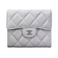 Chanel [12.12 Dealcember] Classic Small Flap Wallet Caviar Light Grey Shw