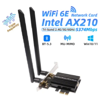 Desktop Wi-Fi 6E Bluetooth 5.3 Intel AX210 PCIe WiFi Adapter 5374Mbps 802.11ax AX210NGW Wireless Wifi 6E Card Windows 10 Linux