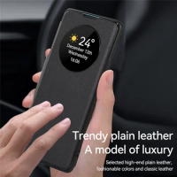 Auto Wake-up Sleeping Smart Leather Case for Vivo X90 Pro X80 Pro Luxury Intelligent Window View Flip Stand Wallet Phone Cover