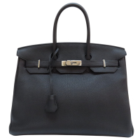 【二手名牌BRAND OFF】HERMES 愛馬仕【再降價】黑色 togo皮革 Birkin35 柏金包 手提包 B刻
