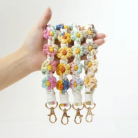 1pc Daisy Flower Key Chain Ins Explosive Style High-End Diy Hand-Woven Wrist Key Ring Bohemian Style Car Keychain Bag Pendant
