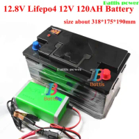 12.8V Lifepo4 12V 120AH lithium battery BMS 4S for inverter Boats motorhome UPS Go Cart Solar energy storage +10A Charger