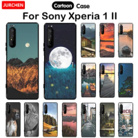 JURCHEN For Sony Xperia 1 II Silicone Luxury Thin Case For Sony Xperia1 II For Sony 1 II TPU Case 6.5inch Landscape City Pattern
