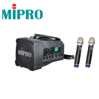 MIPRO 嘉強 MA-100D 雙頻道迷你無線喊話器，附雙手握
