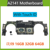 for MacBook Pro Retina 16" A2141 Logic Board i7 512G i9 1TB 2019 Motherboard With Touch ID Button Original