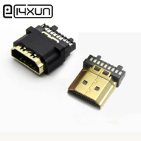 2pcs HDMI 19P Gold Plated Male Plug /Female jack Digital HD Connector Network set - top box Plugs Repair Parts