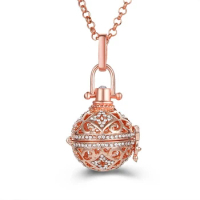 Mexico Style Cubic Zircon 3 Colors Pendant Music Ball Pregnancy Necklace Aroma Essential Oil Diffuser Locket Jewelry For Women