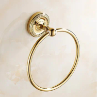 Towel Rings Luxury Brass Gold Towel Ring Towel Holder Bath Towel Bar Bathroom Accessories KD773