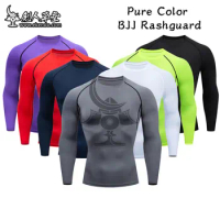 -IKENDO.NET-BJJ007-Pure Color BJJ Rashguard-Professional BJJ Rashguard Long Sleeves Tight-fitting upper clothes