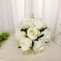 Silk Wedding Bouquets Bride Bridesmaid Holding Flowers White Silk Flowers Artificial Rose Wedding Bouquet Wedding Accessories
