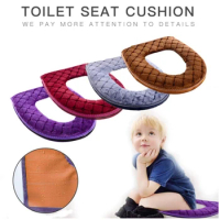 Winter Warm Toilet Seat Cover O-shape Toilet Seat Bidet Toilet Cover Portable Knitted Toilet Mat Soft Closestool Mat