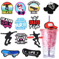 1PCS I love skate Straw Topper skater girl life Chute Board straw topper for tumbler drink cover straw tip straw cap Party Gifts