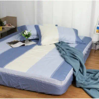 【天恩寢具】100%精梳棉 / 鋪棉床包枕套組 / 沁涼微風 E553-舖棉兩用被(不含床包),雙人6x7尺