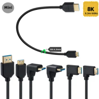 Super Extreme Slim 8K @60Hz Mini HDMI to HDMI 2.1 Cable ,Ultra High Speed 48Gbps Thin HDMI Cord Φ4.0mm,4K@120Hz