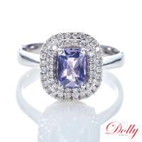 【DOLLY】1克拉 18K金無燒斯里蘭卡艷彩紫羅蘭藍寶石鑽石戒指(007)