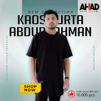 Kaos Kurta Abdurrahman | Baju Muslim Pria | Hitam Polos