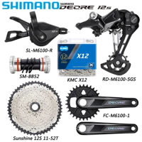 SHIMANO DEORE M6100 12 Speed Groupset Derailleur FC-M6100-1 Crankset KMC Chain Sunshine 46T/50T/52T for MTB Bike Original Parts