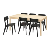 RÖNNINGE/LISABO 餐桌附6張餐椅, 樺木/黑色