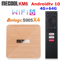 Android 10 TV BOX Mecool KM6 Deluxe Amlogic S905X4 AndroidTV 10.0 Google Certified 4GB 64GB 5G Dual WiFi 6 1000M Media Player