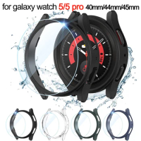 Glass+Case for Samsung Galaxy Watch 5/5 Pro Waterproof PC Galaxy Watch 5 40mm 44mm Cover Watch 5 Pro 45mm Cover+Screen Protector
