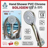 Hand Shower Set Soligen Chrome A195 - Shower Toilet PVC - Pancuran Kamar Mandi Drat 1/2" Inch 5 Mode