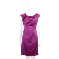 PHILOSOPHY 紫色緞面抓褶短袖洋裝